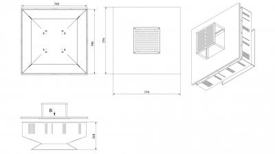 GRATAR QUADRUM 77 CM CU VATRA DE GATIT