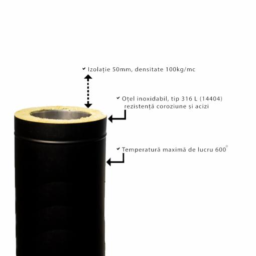 COT TUB INOX IZOLAT - NEGRU FI150 - 90GR